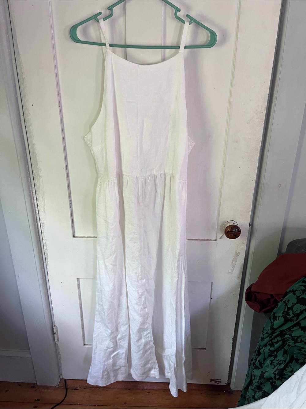 Lands' End White Sleeveless Linen-Blend Maxi Dress
